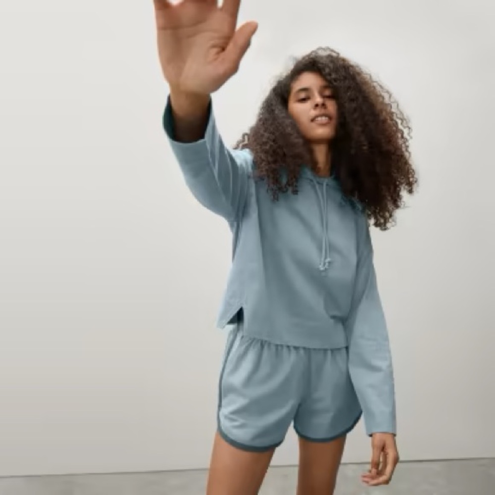 Everlane The Retro Jersey Short and Hoodie Set in Mazarine Blue